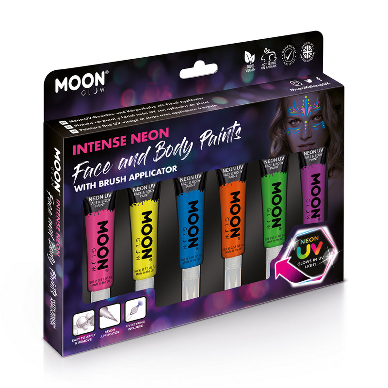 Neon UV Face & Body Paint with Brush Applicator by Moon Glow
