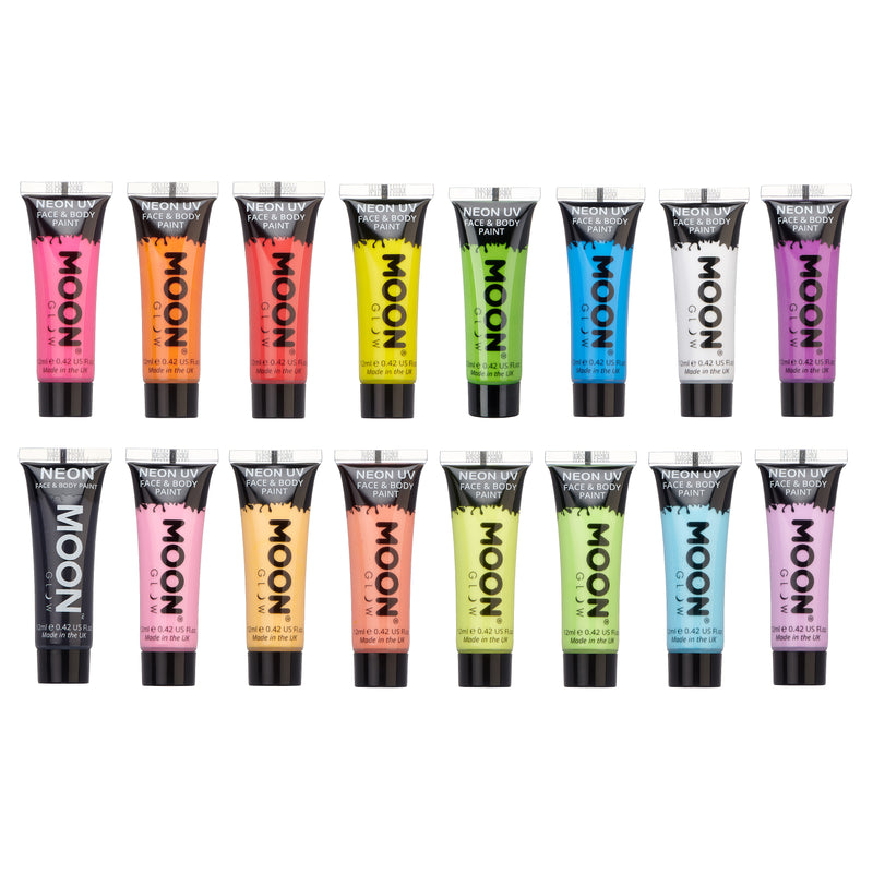 Midnight Glo UV Neon Face & Body Paint Glow Kit (7 Bottles 2 oz